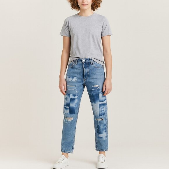 Levis Made and Crafted Destroyed Patched Crush Taper Japanese Denim Womens 25 - Picture 15 of 16
